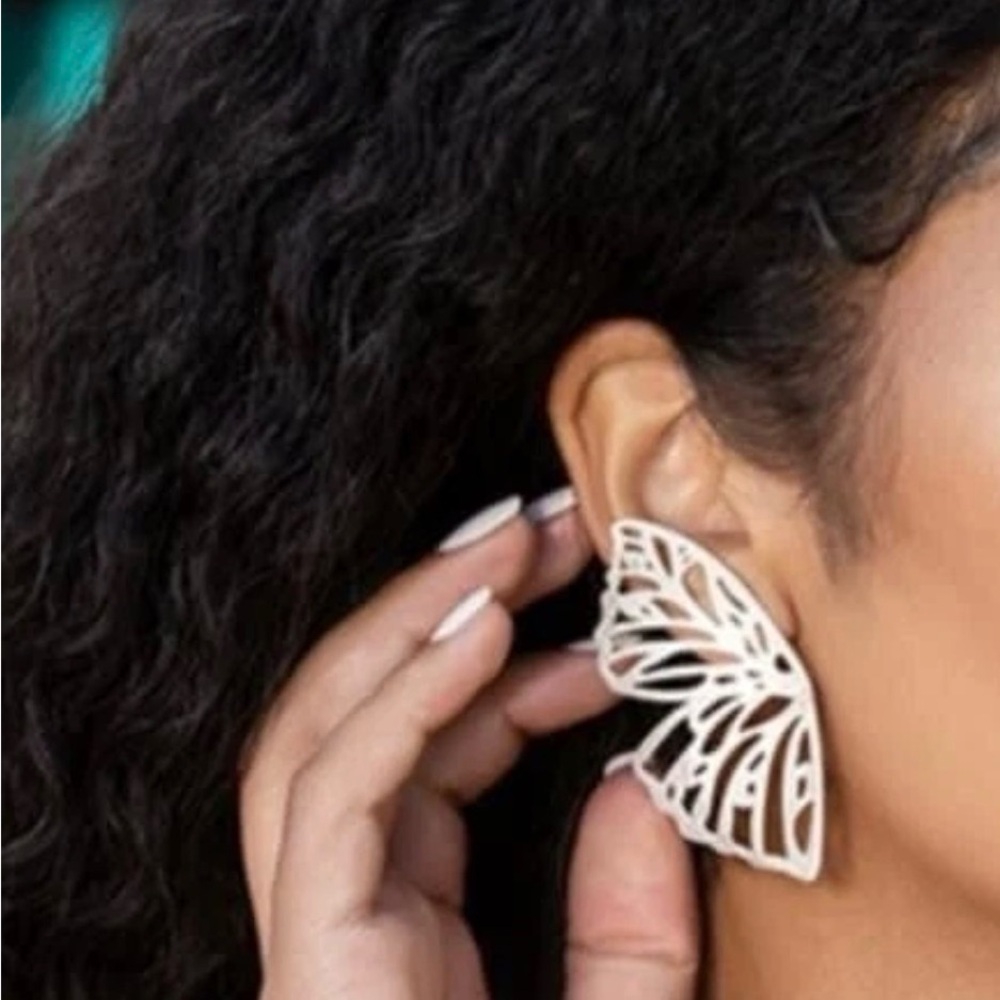 Plunder Design Jewelry Calliope Silver Butterfly Drop Earrings